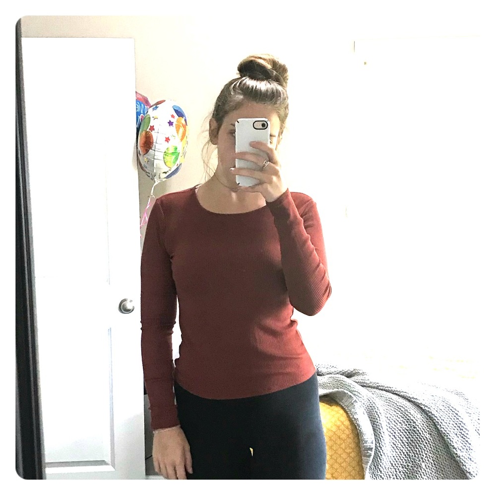 burnt orange ribbed long sleeve